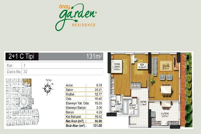 Önay Garden Residence Kat Planları - 33