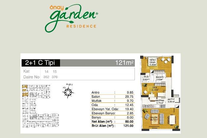 Önay Garden Residence Kat Planları - 1