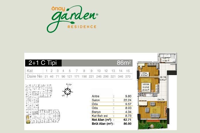 Önay Garden Residence Kat Planları - 62