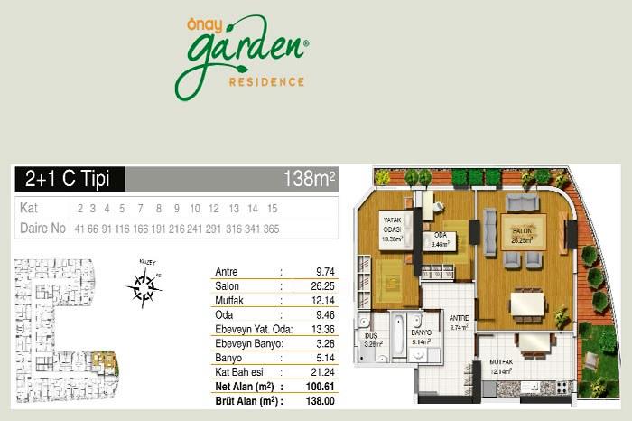Önay Garden Residence Kat Planları - 35