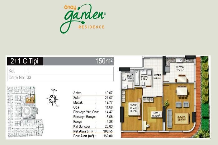 Önay Garden Residence Kat Planları - 36