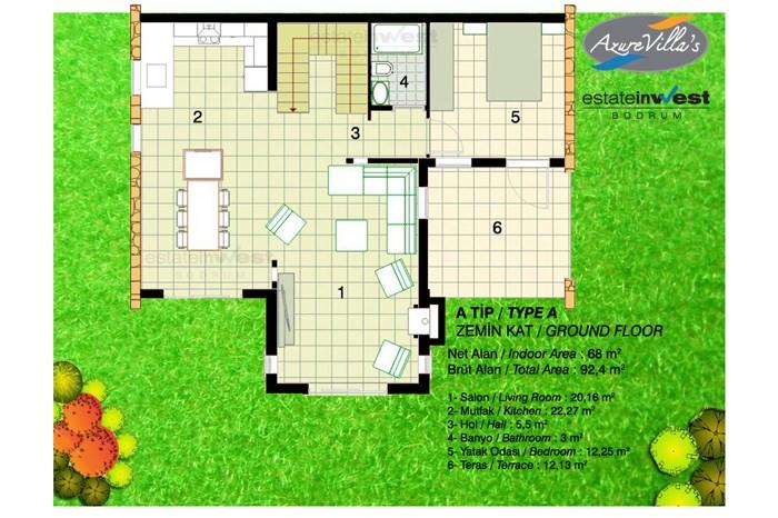Azure Villaları Kat Planları - 2