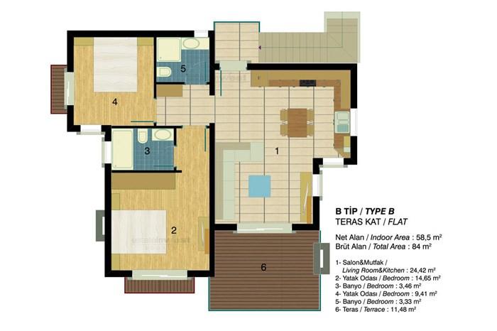 Azure Villaları Kat Planları - 14