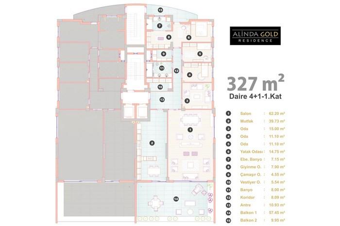 Alinda Gold Residence Kat Planları - 21
