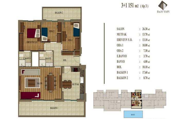 Mavişehir Siena Evleri Kat Planları - 14