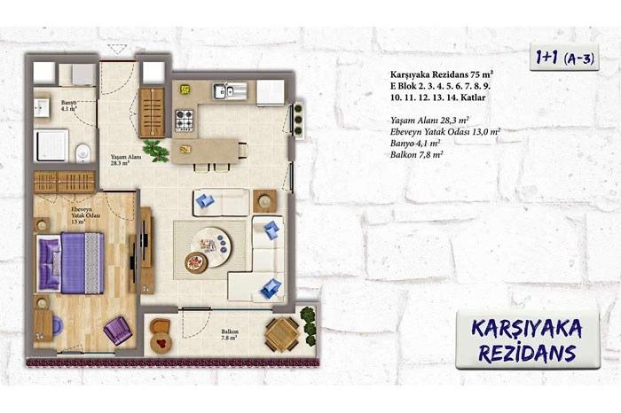Karşıyaka Rezidans Kat Planları - 14