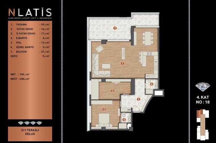Nlatis Luxury Loft Residence Kat Planları - 48