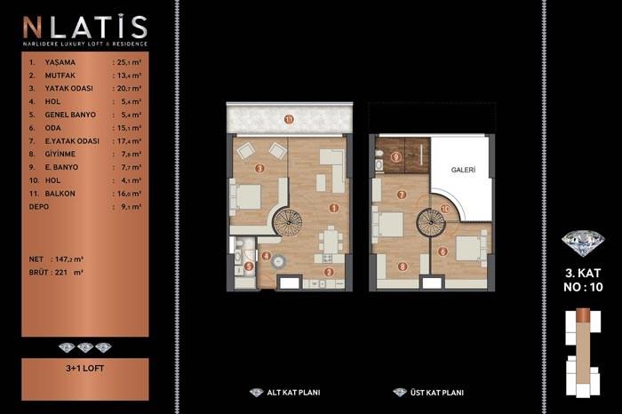 Nlatis Luxury Loft Residence Kat Planları - 10