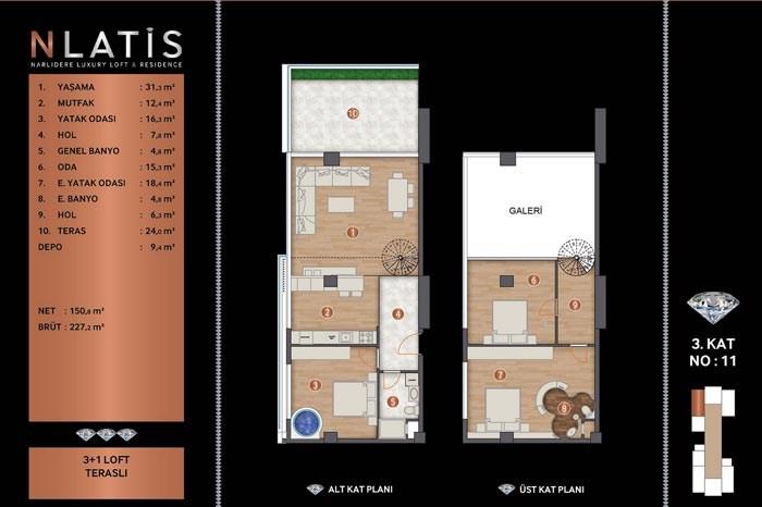Nlatis Luxury Loft Residence Kat Planları - 11