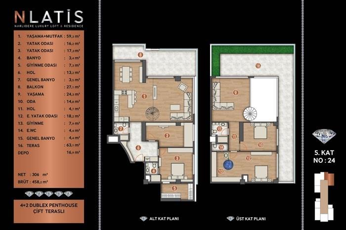 Nlatis Luxury Loft Residence Kat Planları - 24