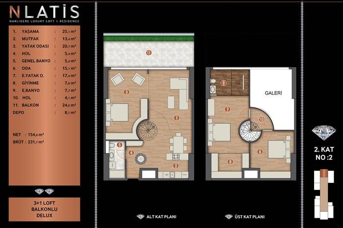 Nlatis Luxury Loft Residence Kat Planları - 32