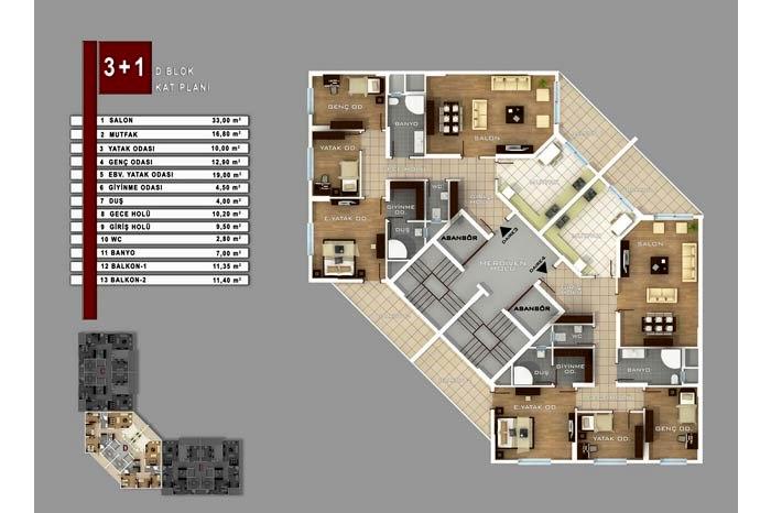 Golden Residence Kat Planları - 13