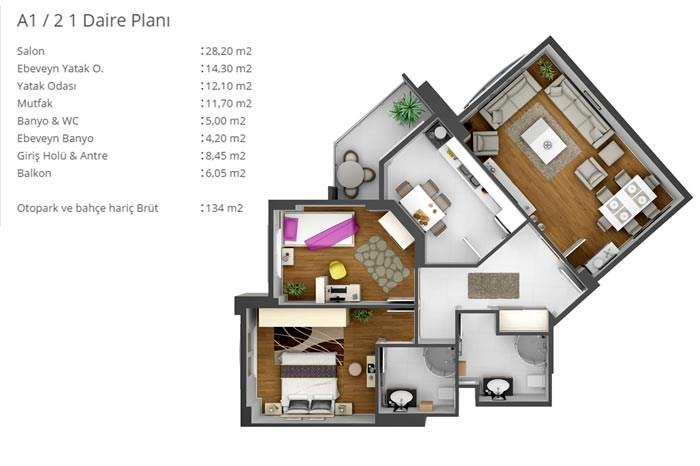 Altunhan Residence Kat Planları - 1