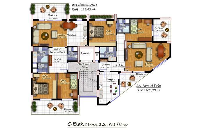 Olivium Residence 2 Kat Planları - 9