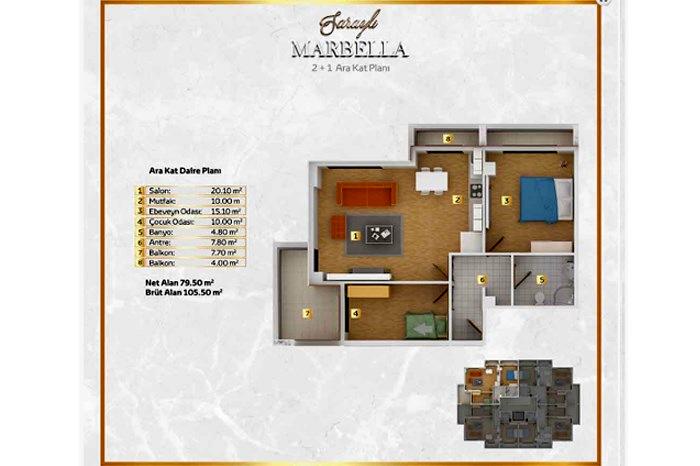 Saraylı Marbella Kat Planları - 15