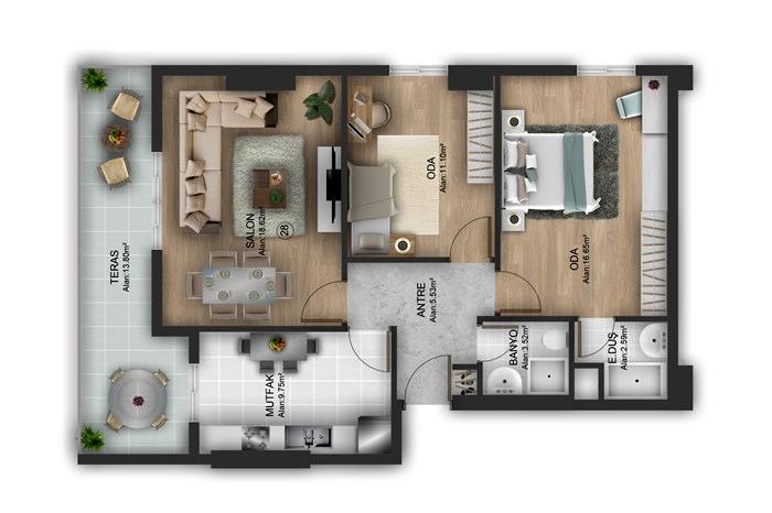 Bahçeşehir Suites Kat Planları - 24