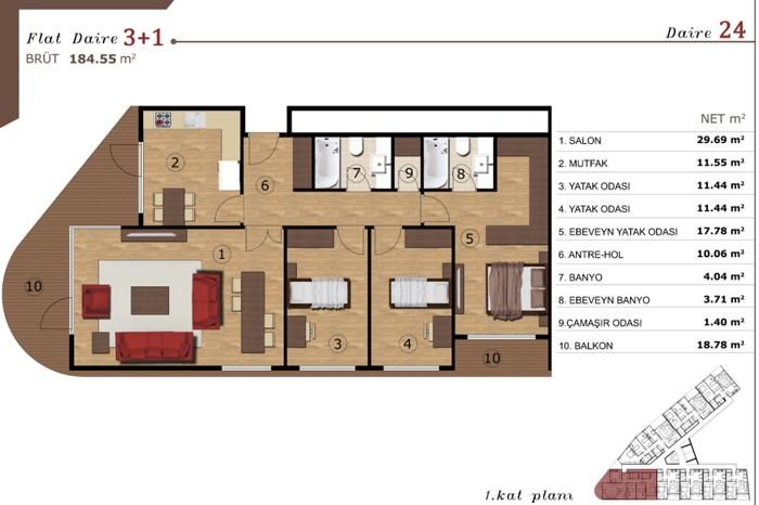 Livera Homes Kemerburgaz Kat Planları - 94